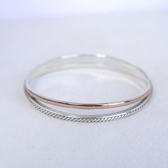 Brighton Neptune's Rings Bangle Bracelet Two Tone Criss Cross Retired - Picture 1 of 5